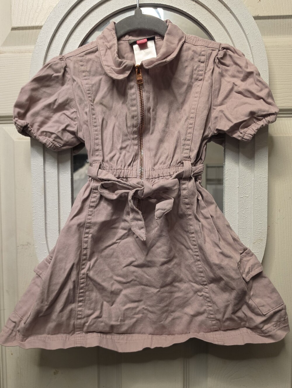 Vince Camuto Girls' Pink Short Sleeve Belted Zip-Front Dress
